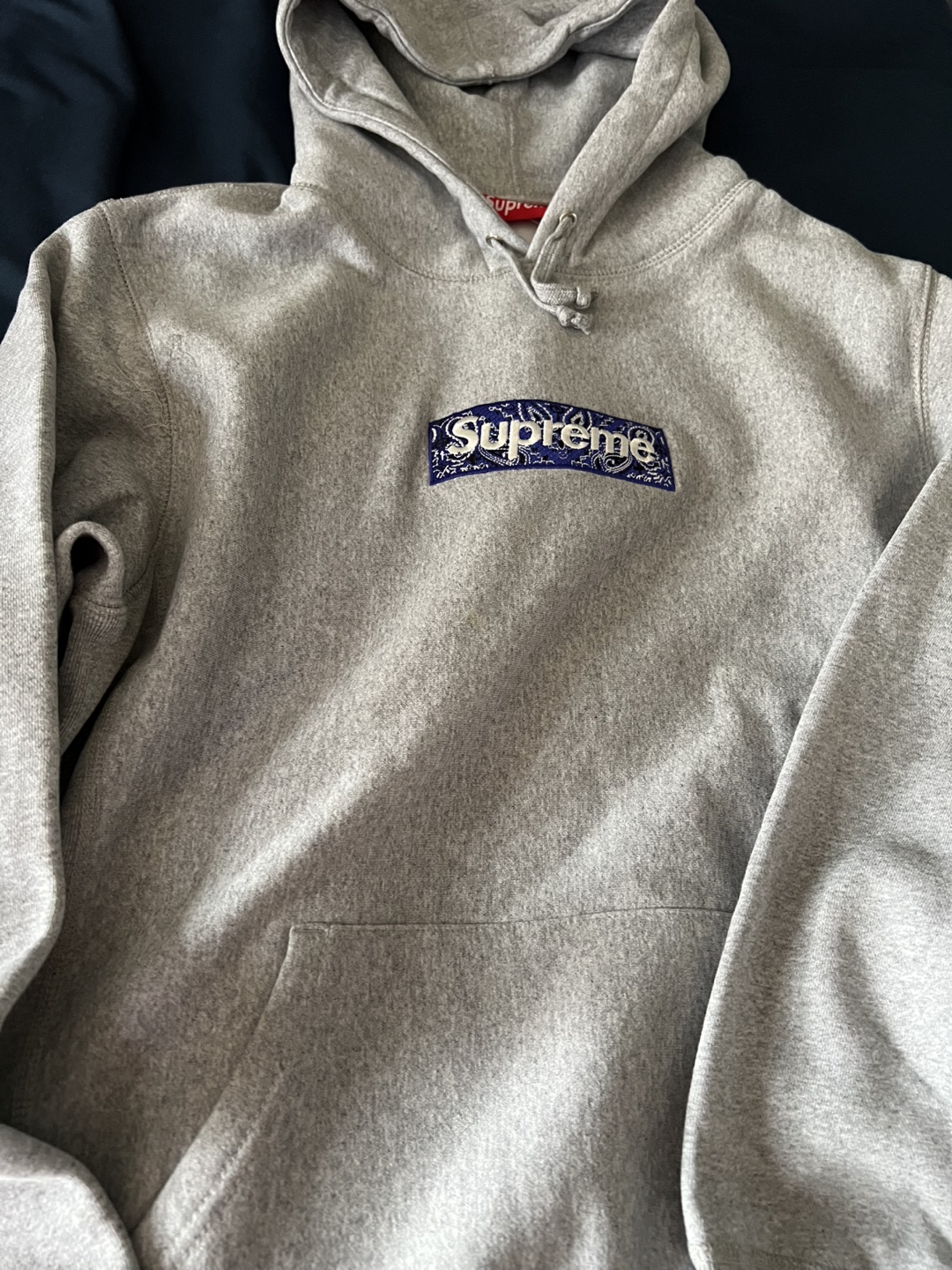 Supreme Bandana Box Logo Hoodie Gray - photo 2