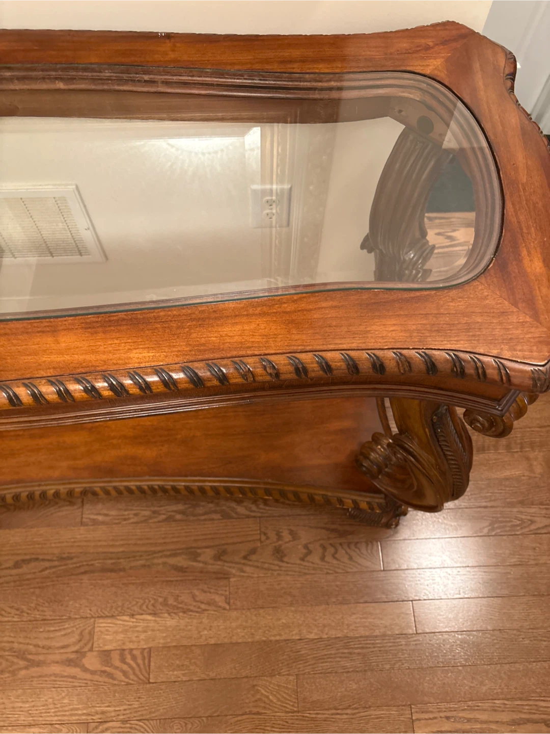 Wood Console Table with Glass Top - photo 2