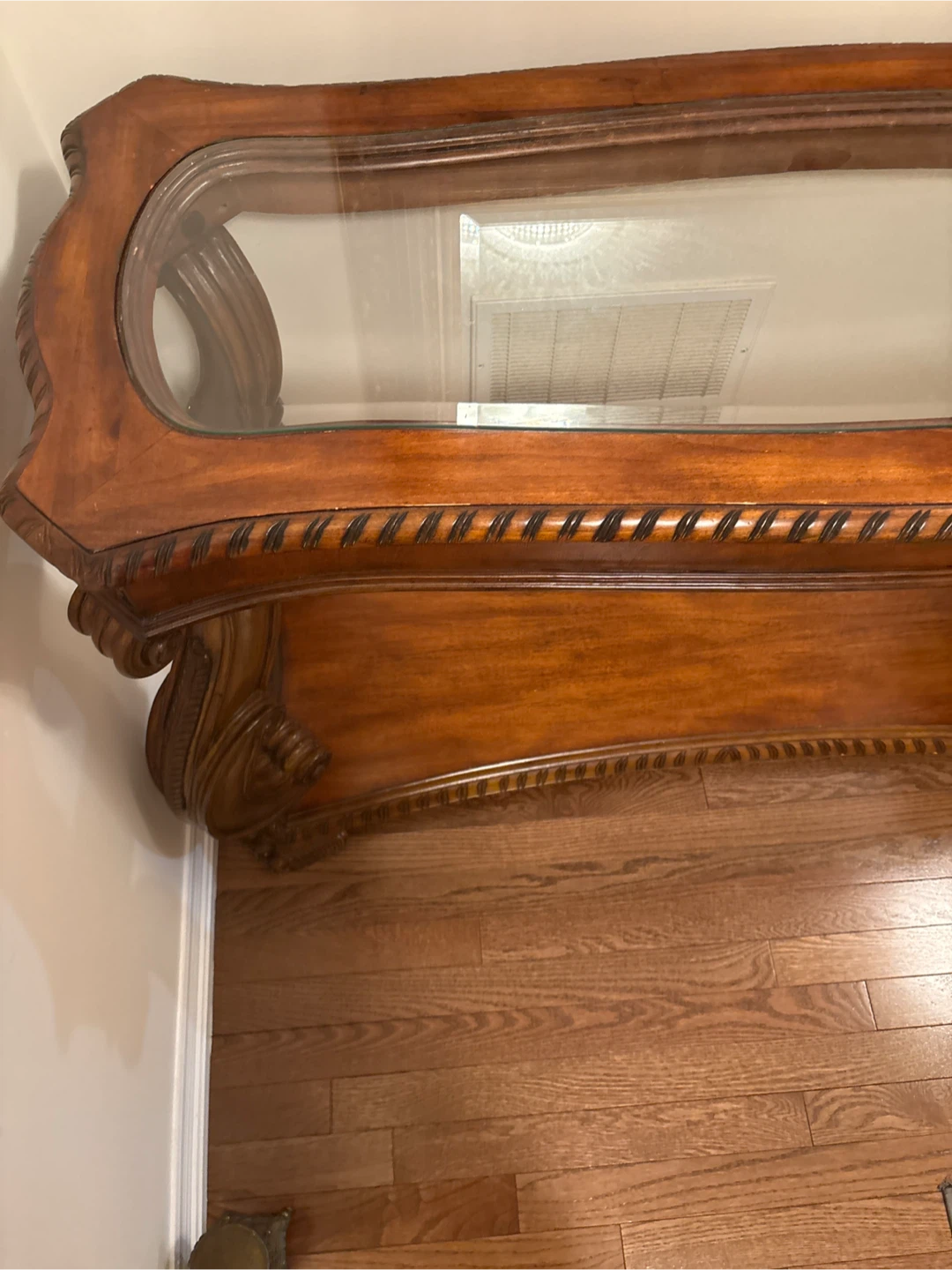 Wood Console Table with Glass Top - photo 3