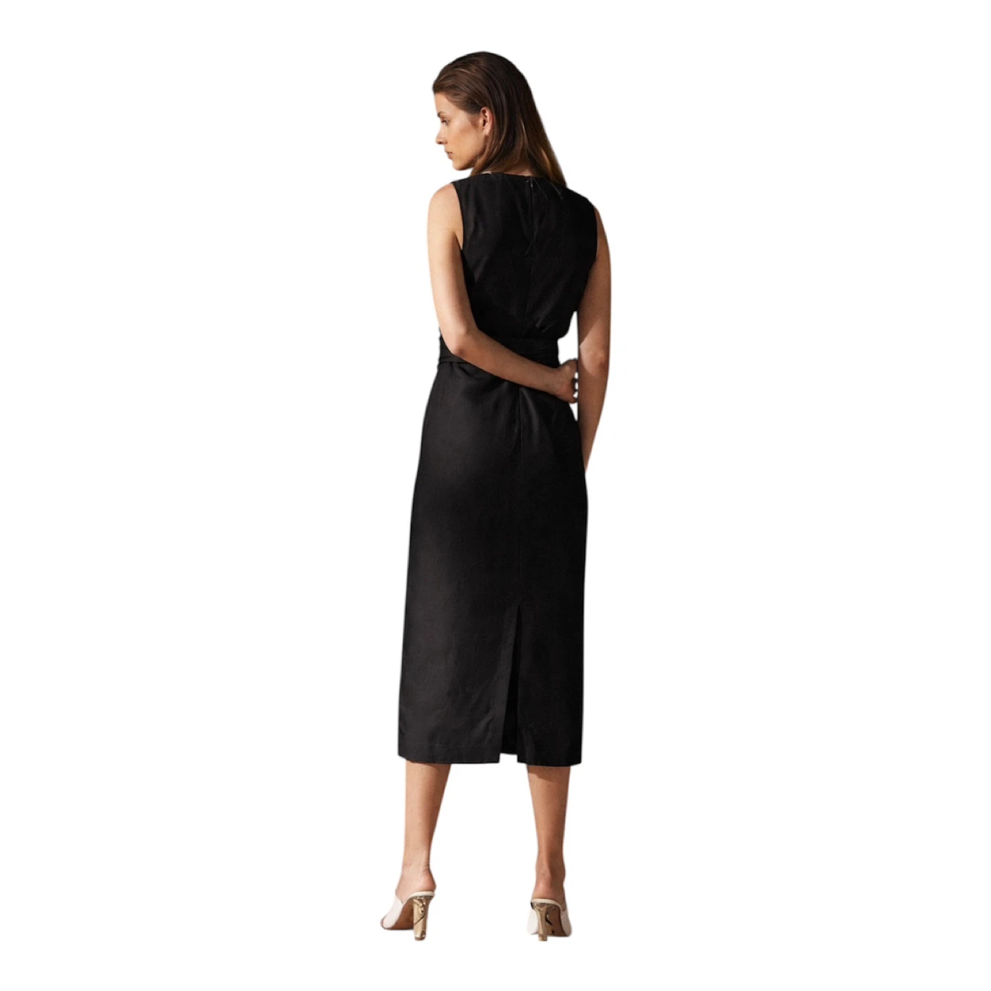 Aritzia Babaton 1-01 Black Marian Waist Tie Midi Dress Size 8 - photo 2