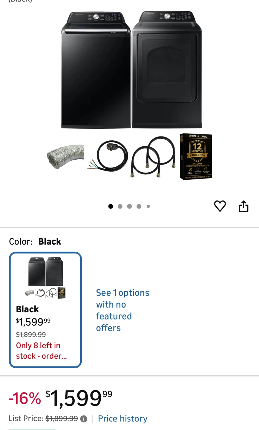 Samsung Black Washer and Dryer Set