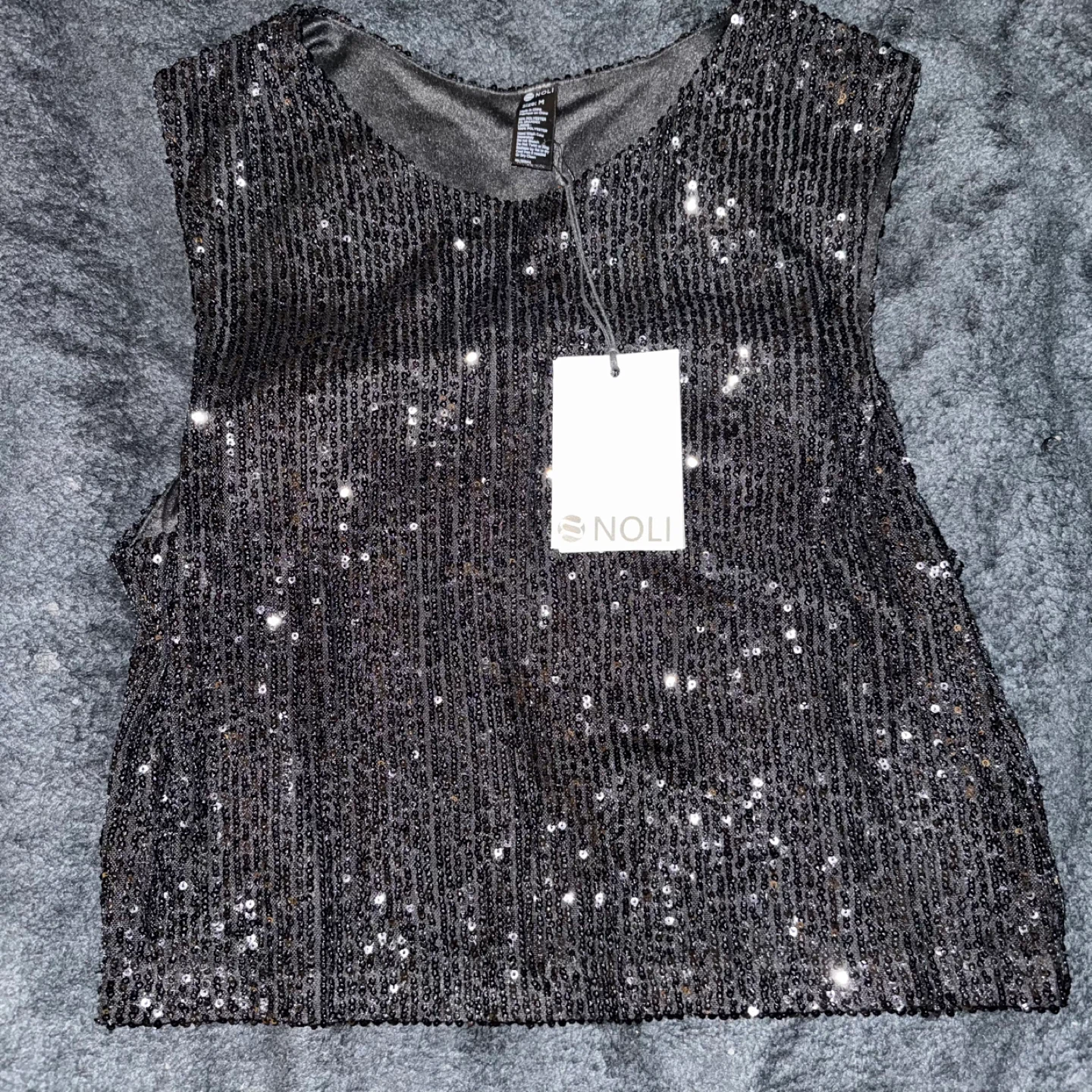 Noli Sequin Top - Black, Size M