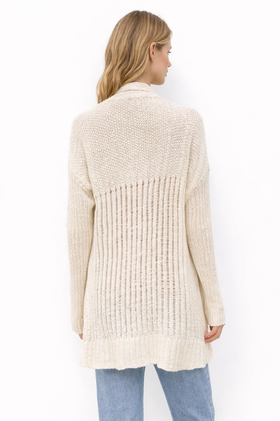 Triple Five Open Knit Cardigan Sweater Cream XL Like New - photo 2