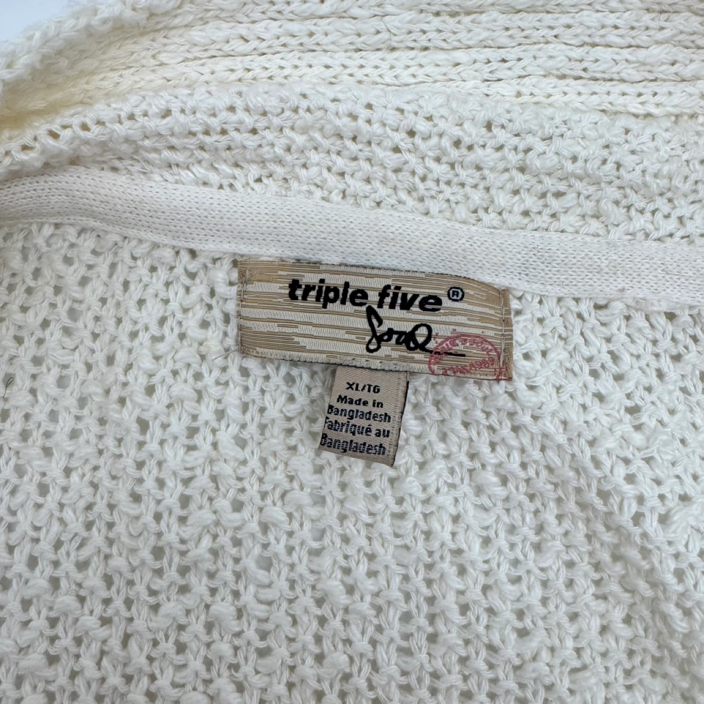 Triple Five Open Knit Cardigan Sweater Cream XL Like New - photo 5