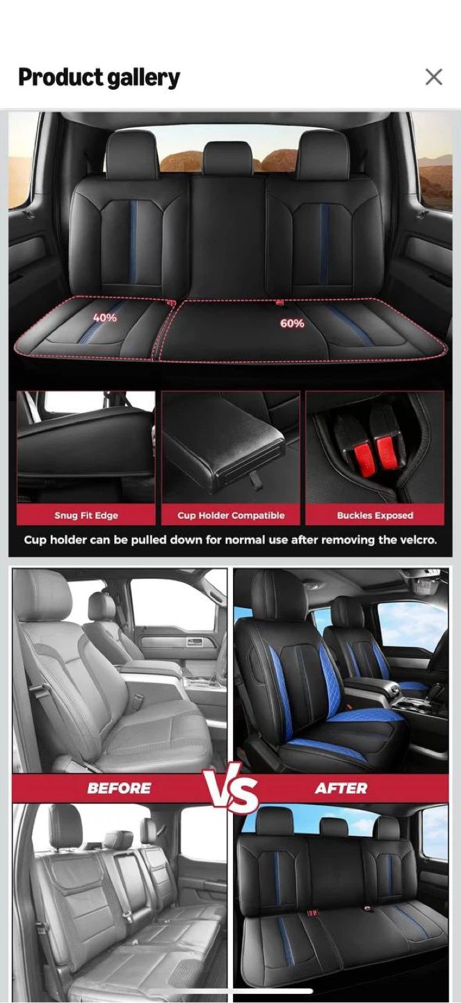 FREESOO Custom Fit Seat Covers for Ford F-150 Crew Cab 2015–2024 - photo 2