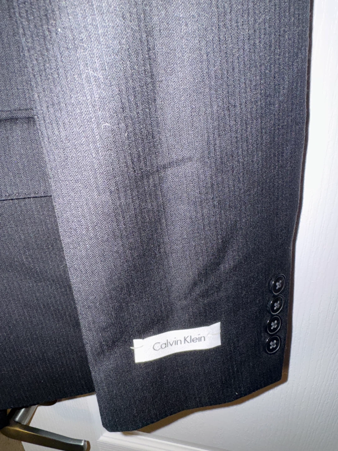 Calvin Klein Black Wool Suit - Size 44 (pant waist 38”) - photo 3