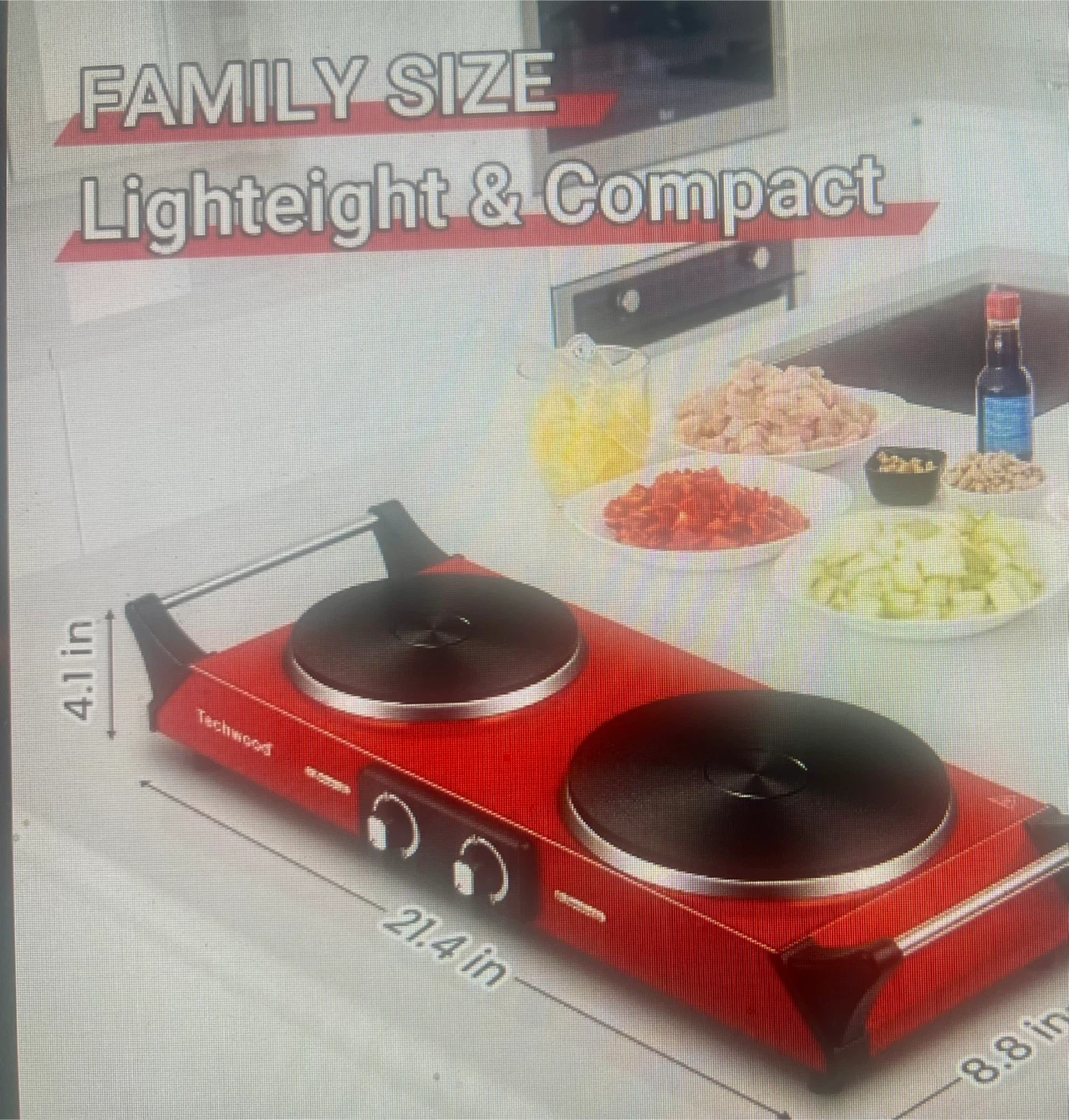 Techwood Double Hotplate (Red) - photo 2