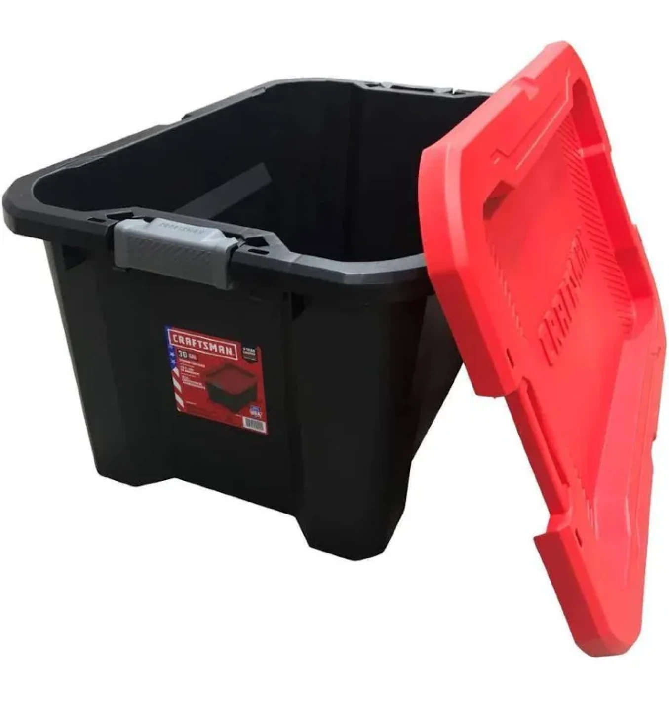 Craftsman 30-Gallon/113L Storage Tote - Black/Red