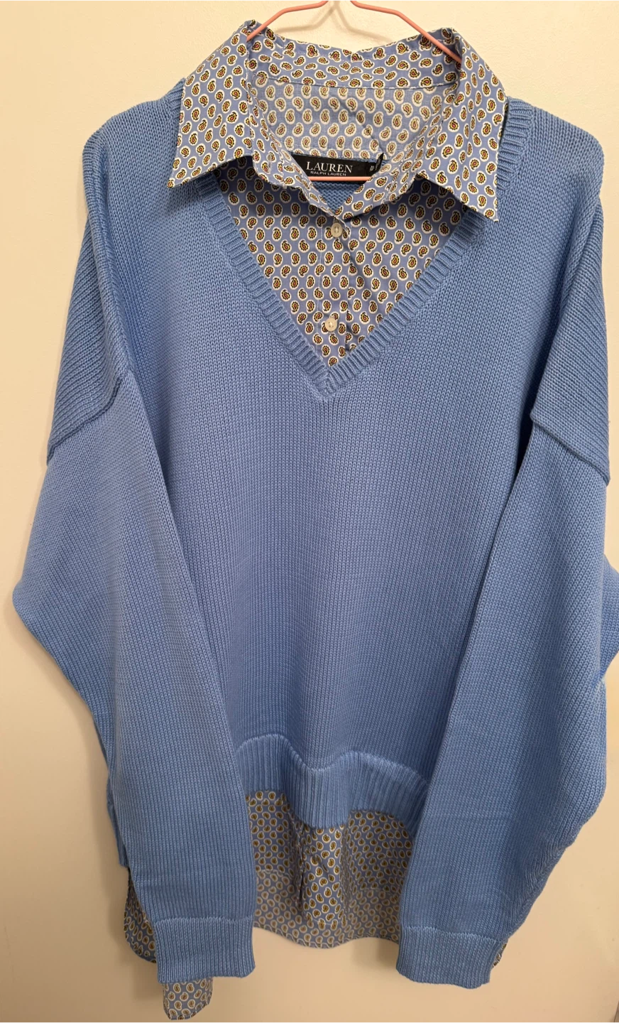 Ralph Lauren Sweater with Attached Shirt - Size XL