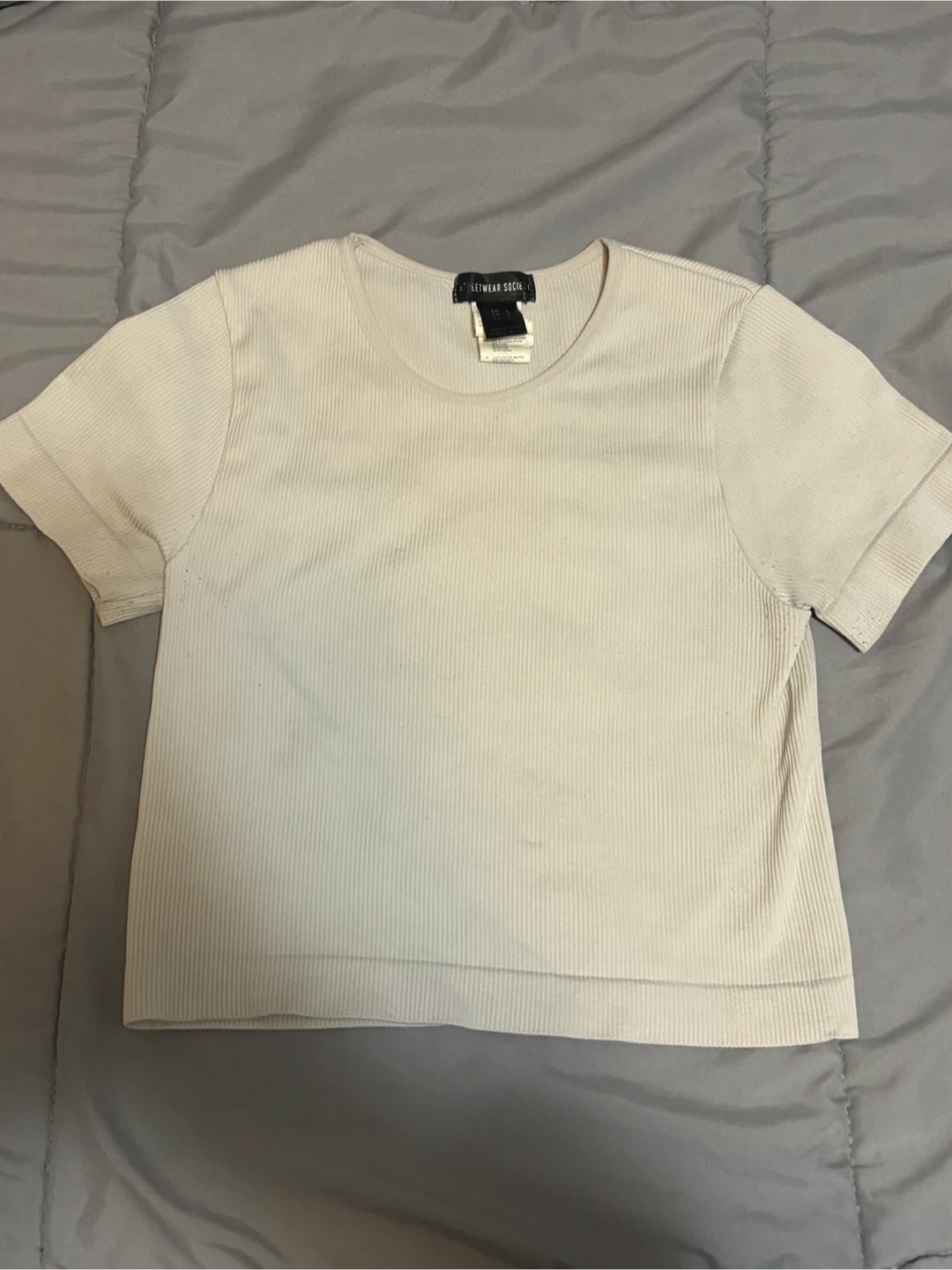 Beige Ribbed Crop Top - Size S
