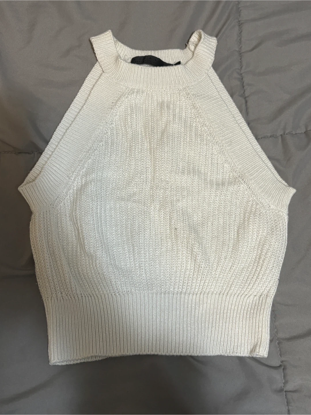 White Knit Halter Top