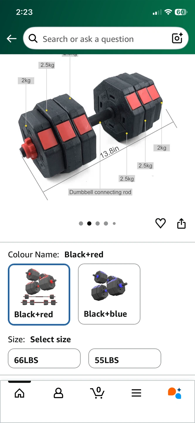 DlandHome Adjustable Dumbbell Set - 66LBS - Black+Red - photo 5
