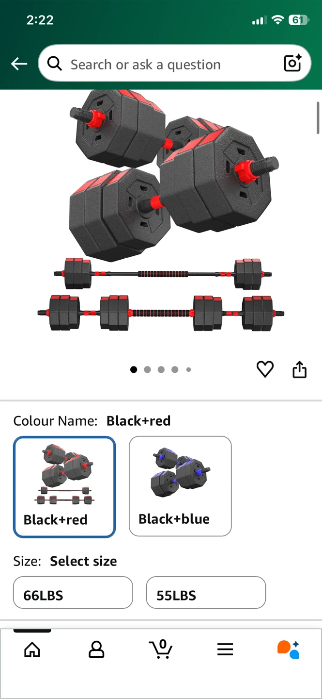 DlandHome Adjustable Dumbbell Set - 66LBS - Black+Red - photo 4