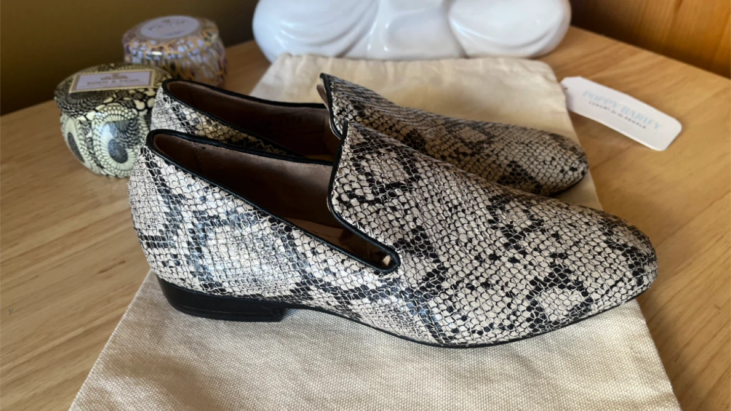 Poppy Barley Snakeskin Loafers - Size 5 - photo 2