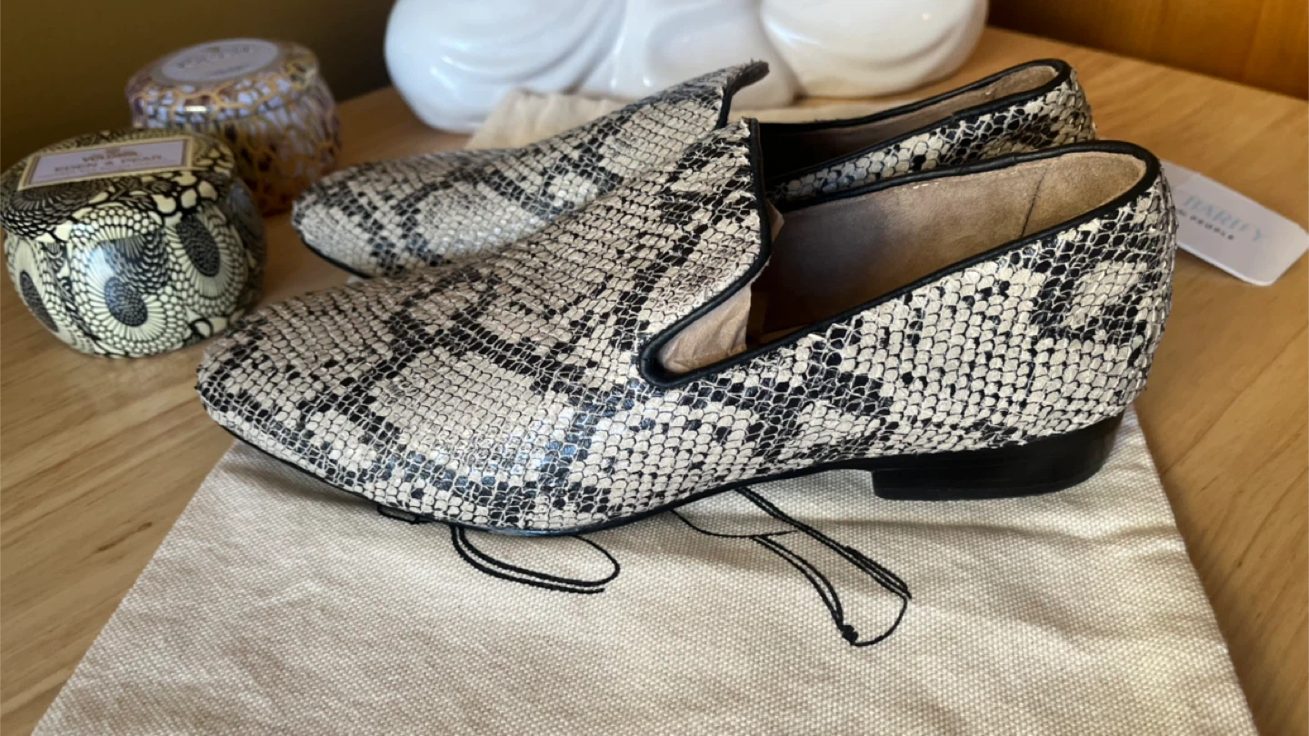 Poppy Barley Snakeskin Loafers - Size 5 - photo 4