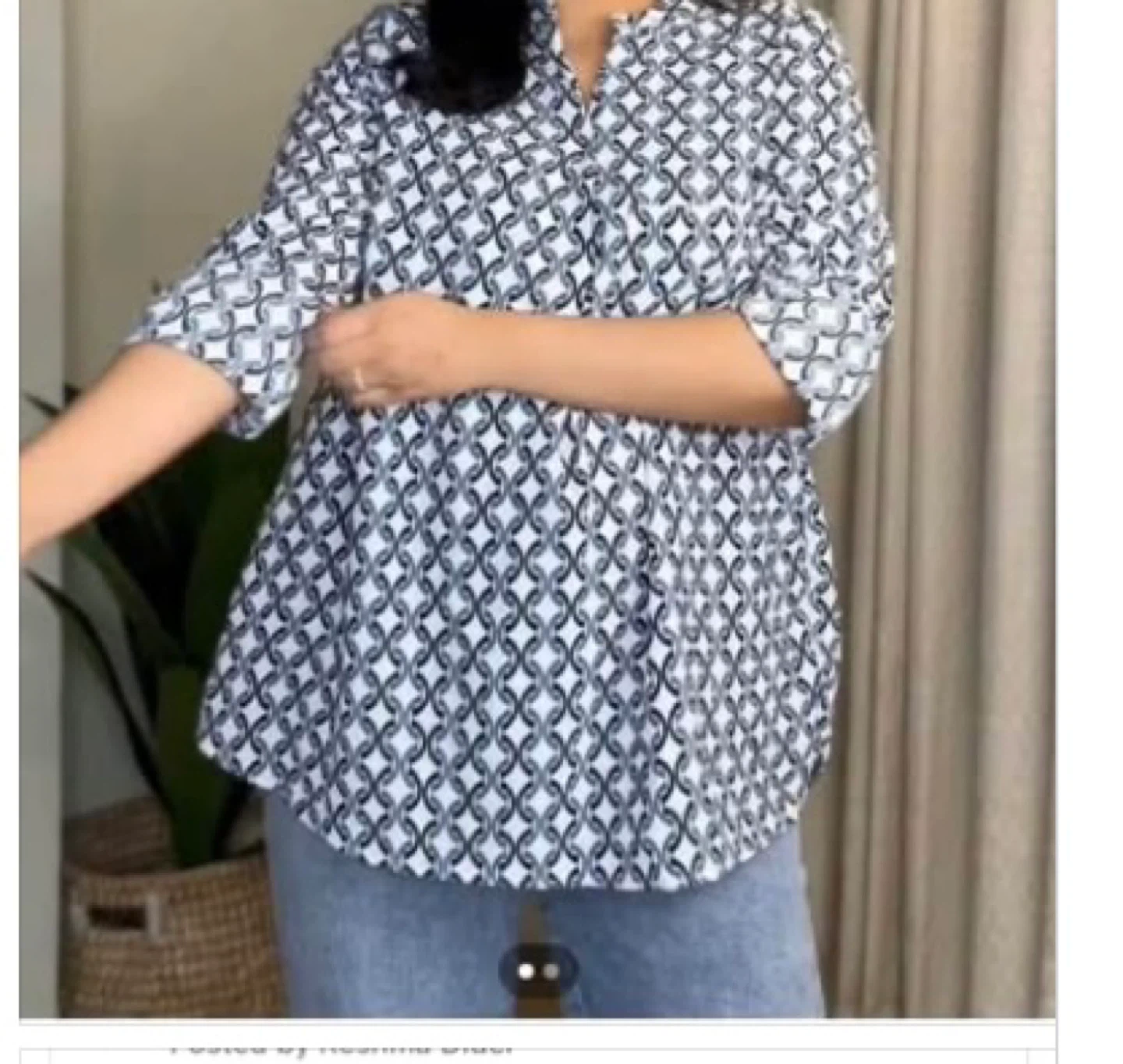 Patterned Blouse - Women's Top