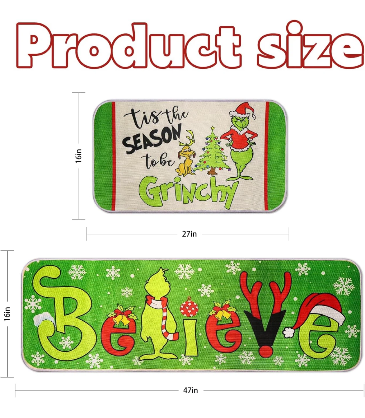NEW Grinch Christmas Kitchen Mats - 2 Piece Set - photo 2