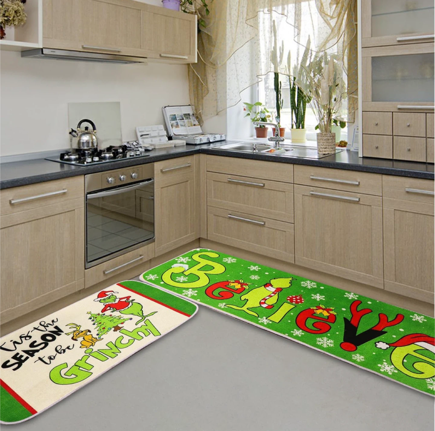 NEW Grinch Christmas Kitchen Mats - 2 Piece Set - photo 4