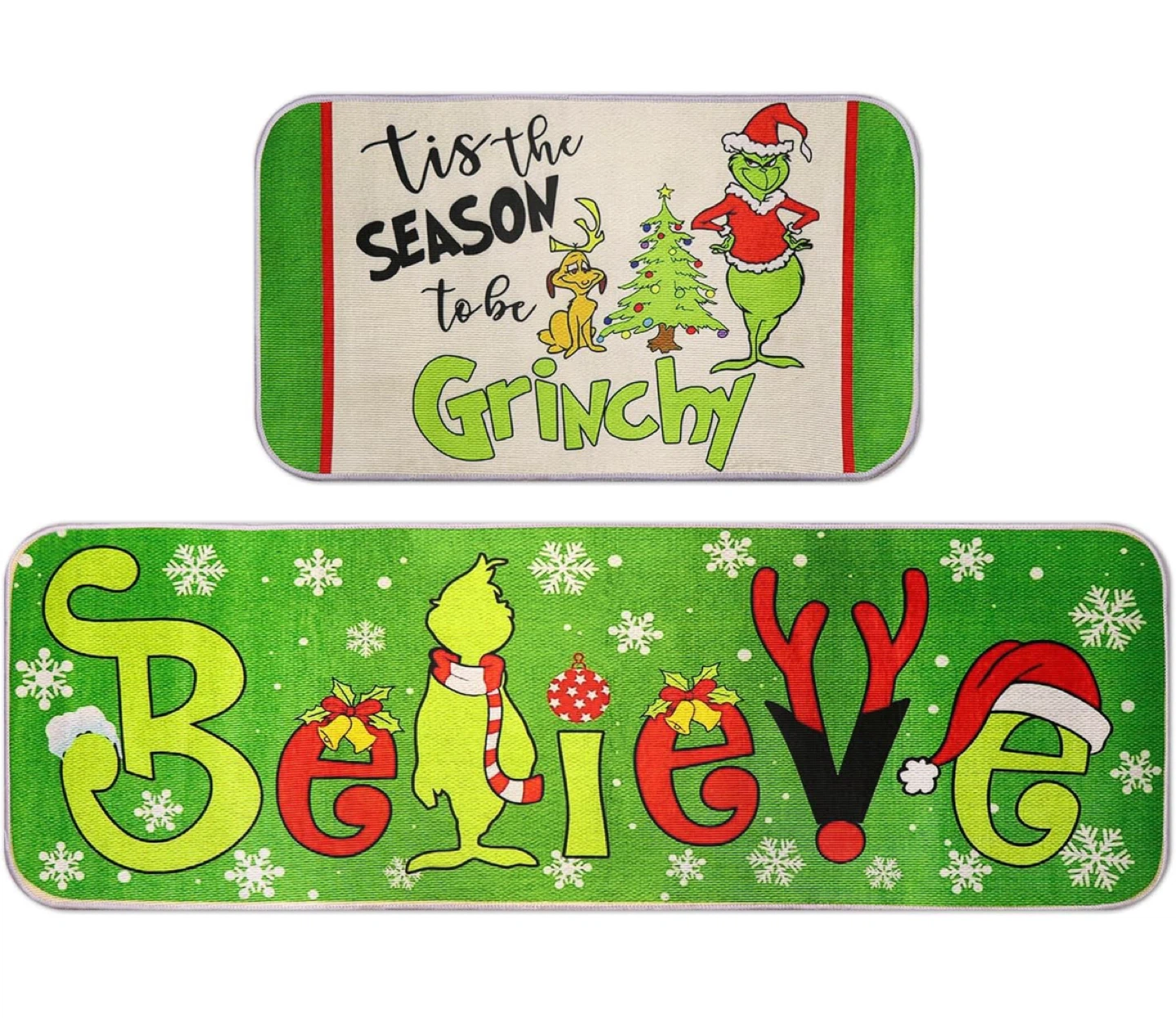 NEW Grinch Christmas Kitchen Mats - 2 Piece Set