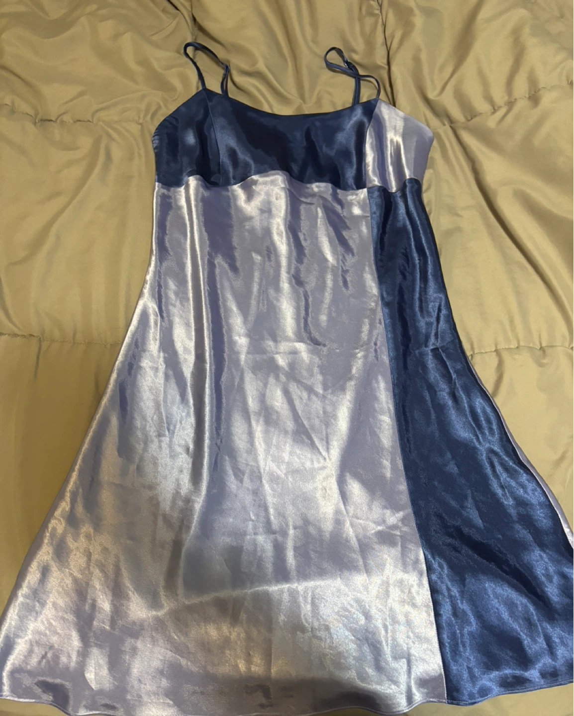 Blue Satin Slip Dress