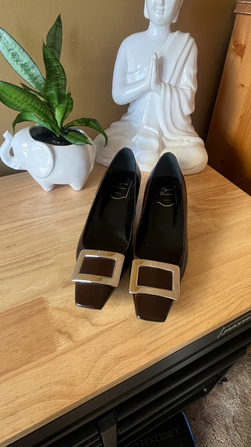 Roger Vivier Brown Patent Leather Pumps