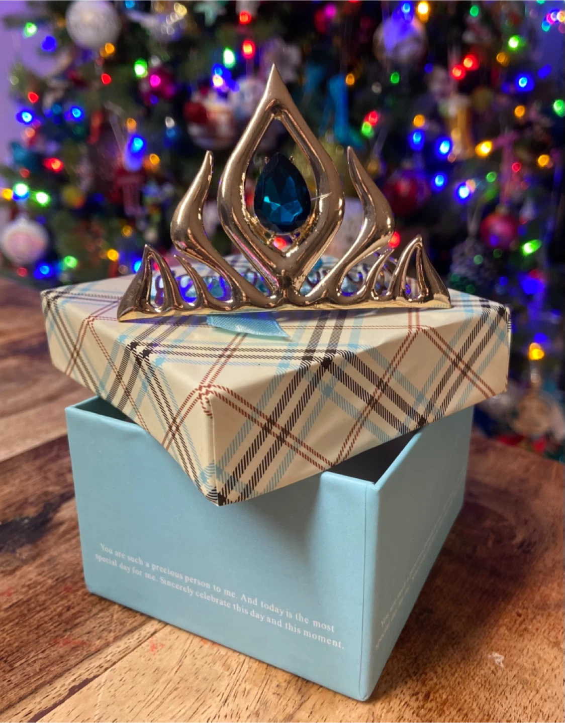 NEW IN BOX: Frozen Elsa Gold Comb Tiara with Blue Gem