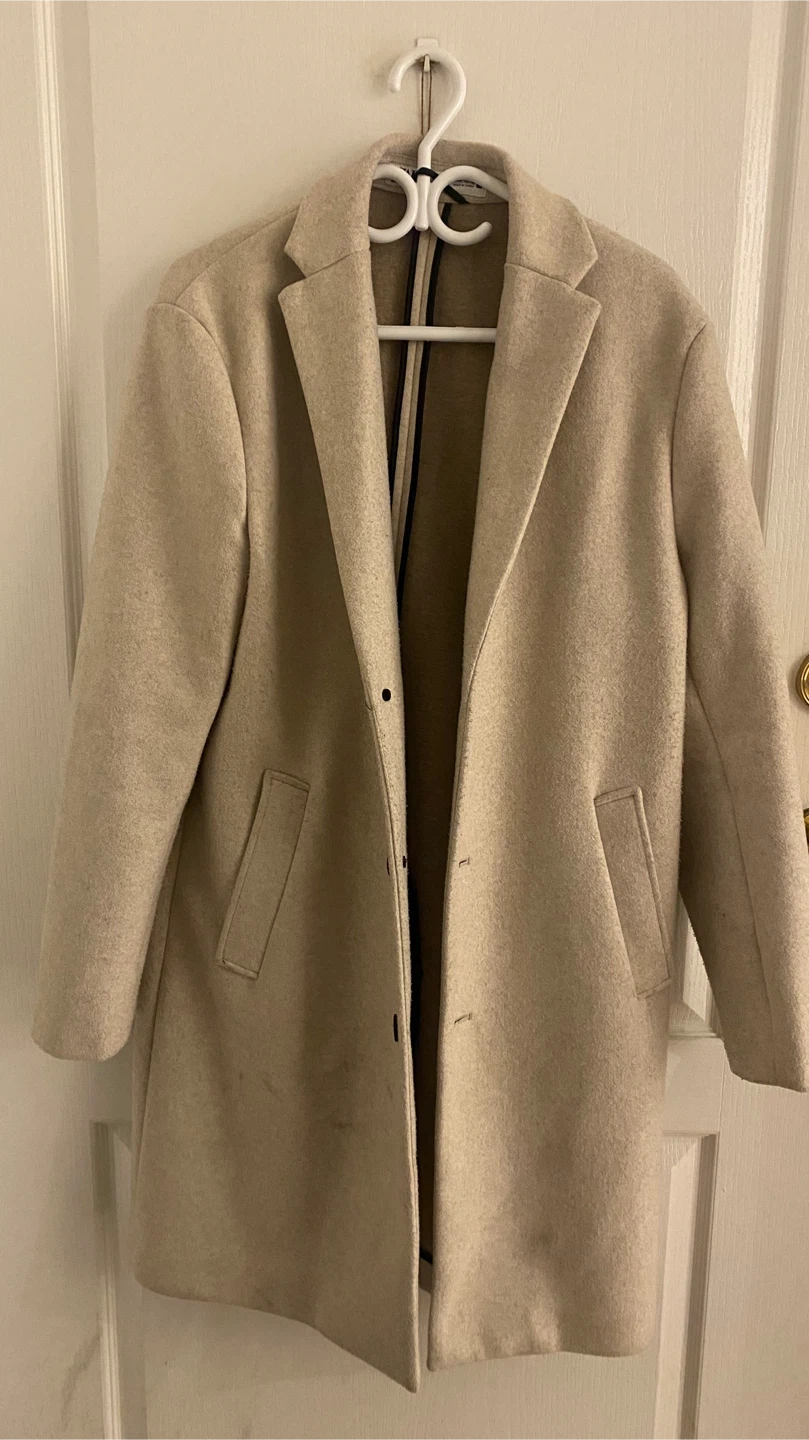 Zara Beige Wool Blend Coat - Size M