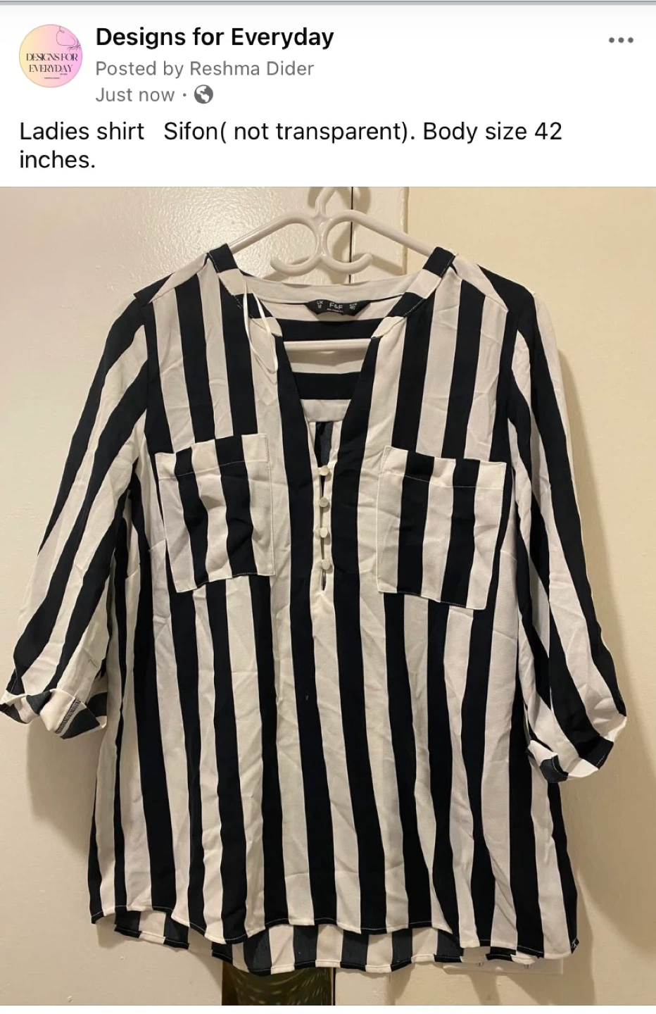 F&F Ladies Striped Shirt - Size 42