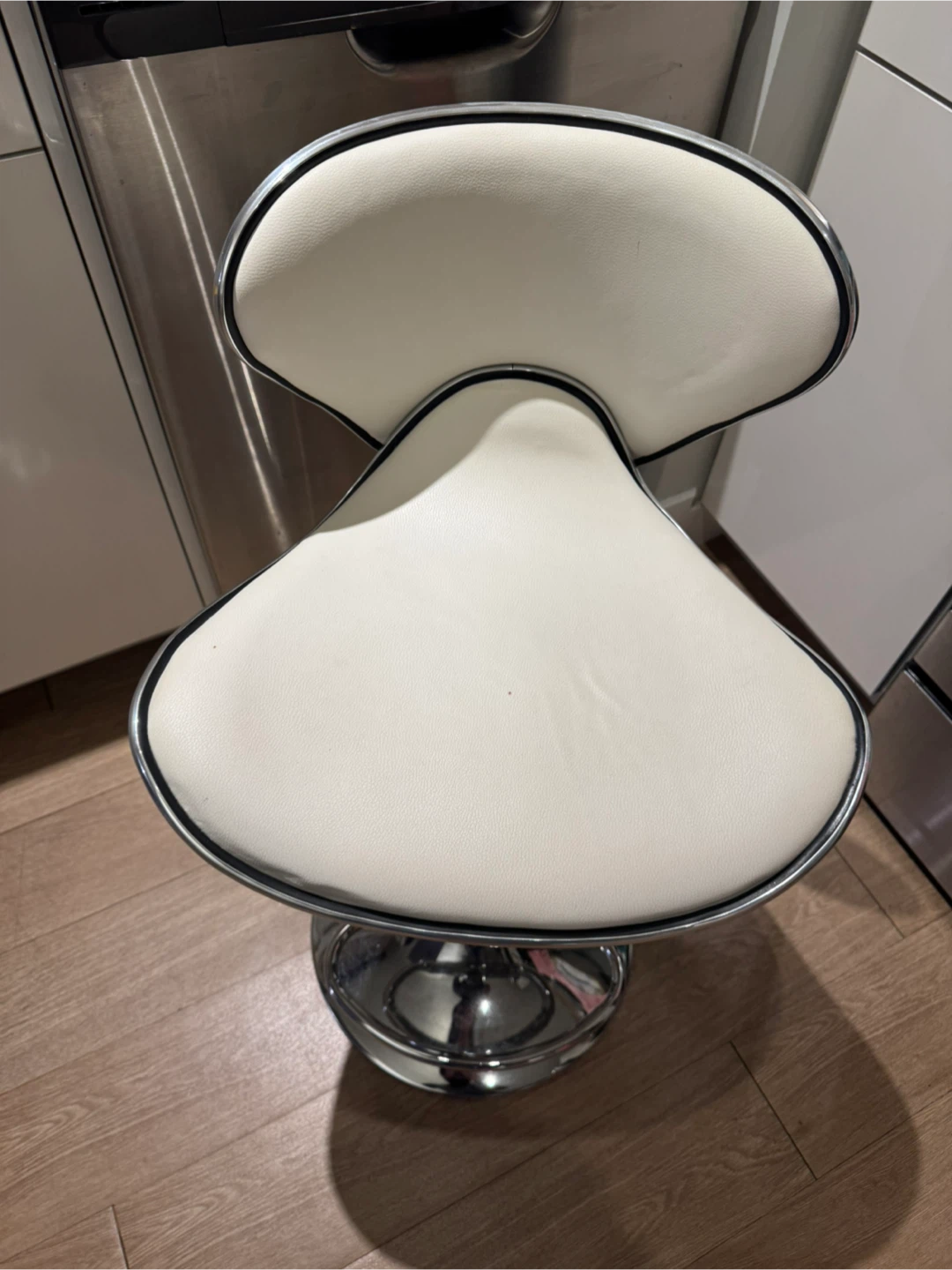 White Bar Stool with Chrome Base - photo 5