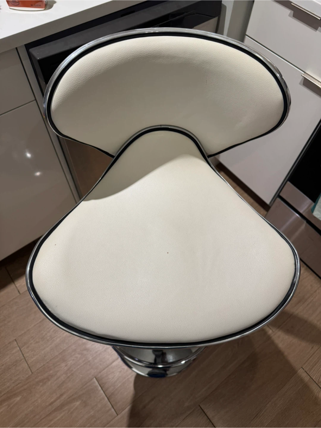 White Bar Stool with Chrome Base