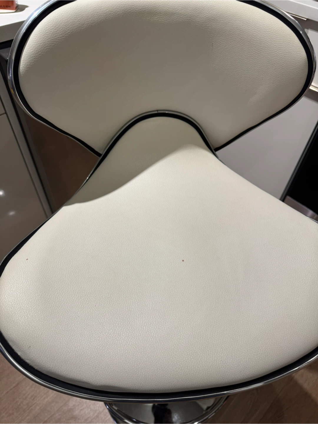 White Bar Stool with Chrome Base - photo 2