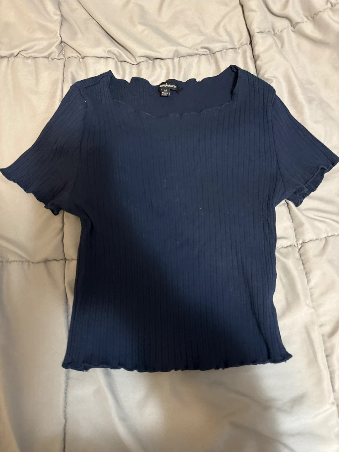 Navy Ribbed Top - Size M