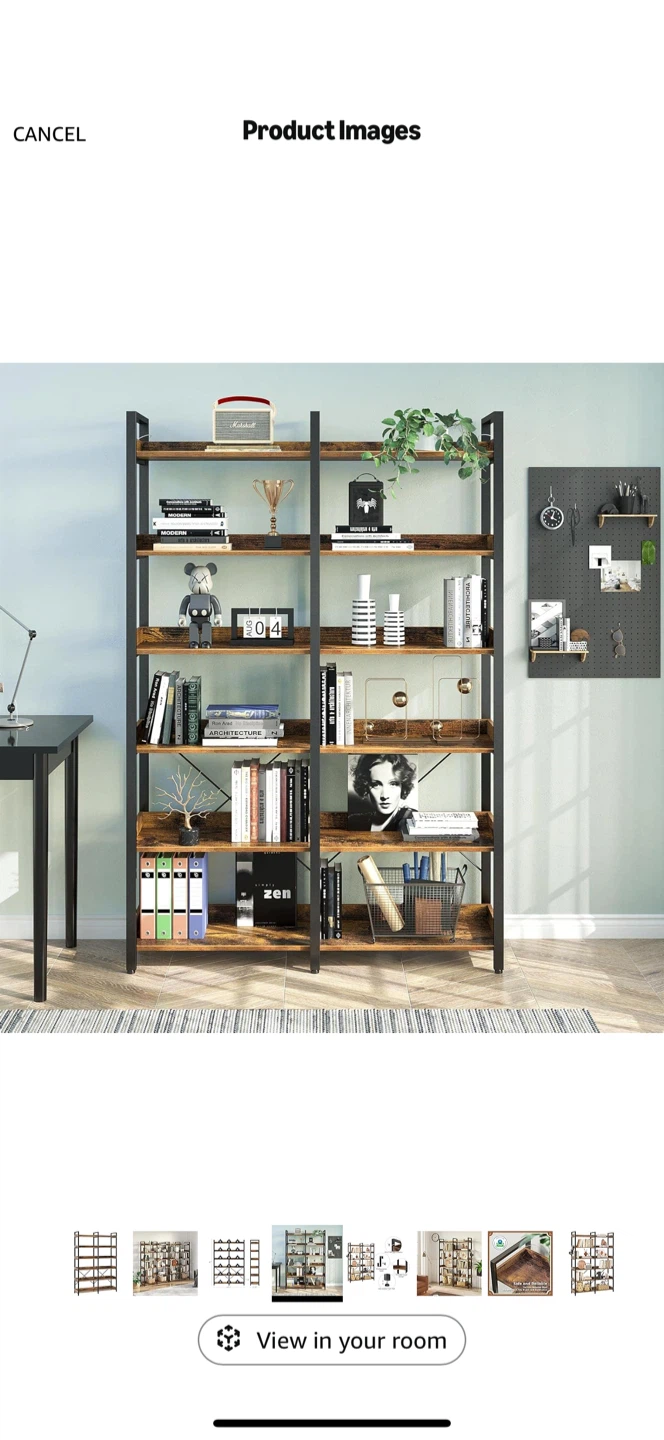 Rustic Brown 6-Shelf Bookcase
