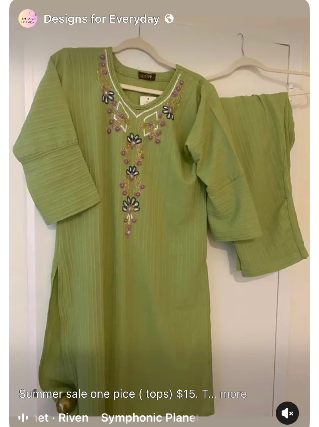 Green Embroidered Salwar Kameez - Size Unknown