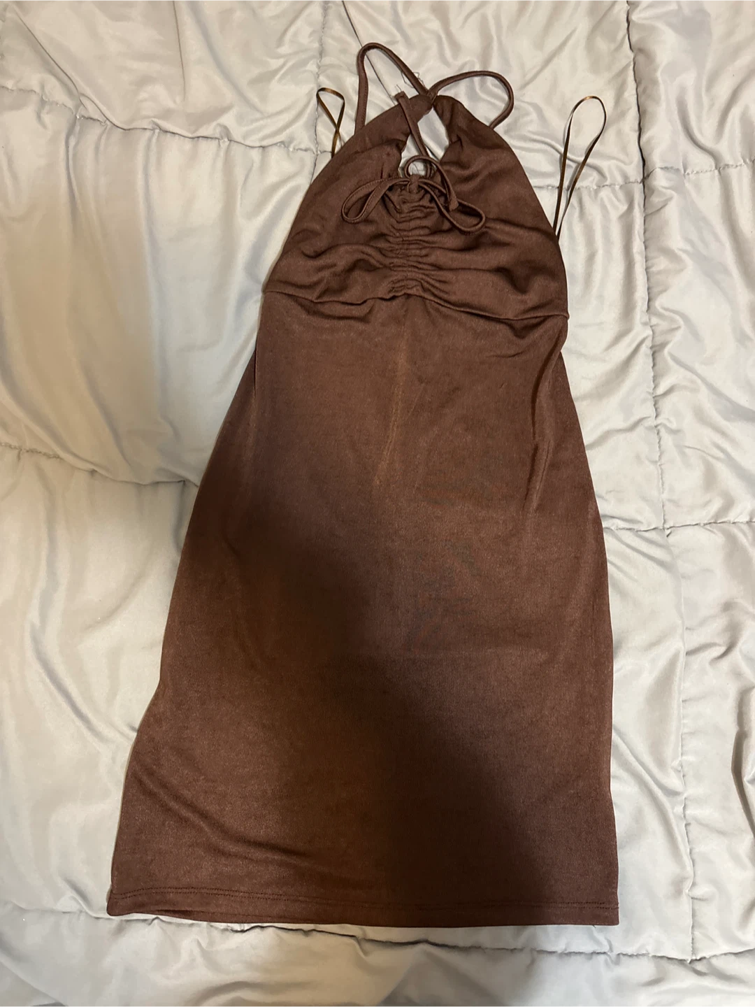 Brown Halter Mini Dress