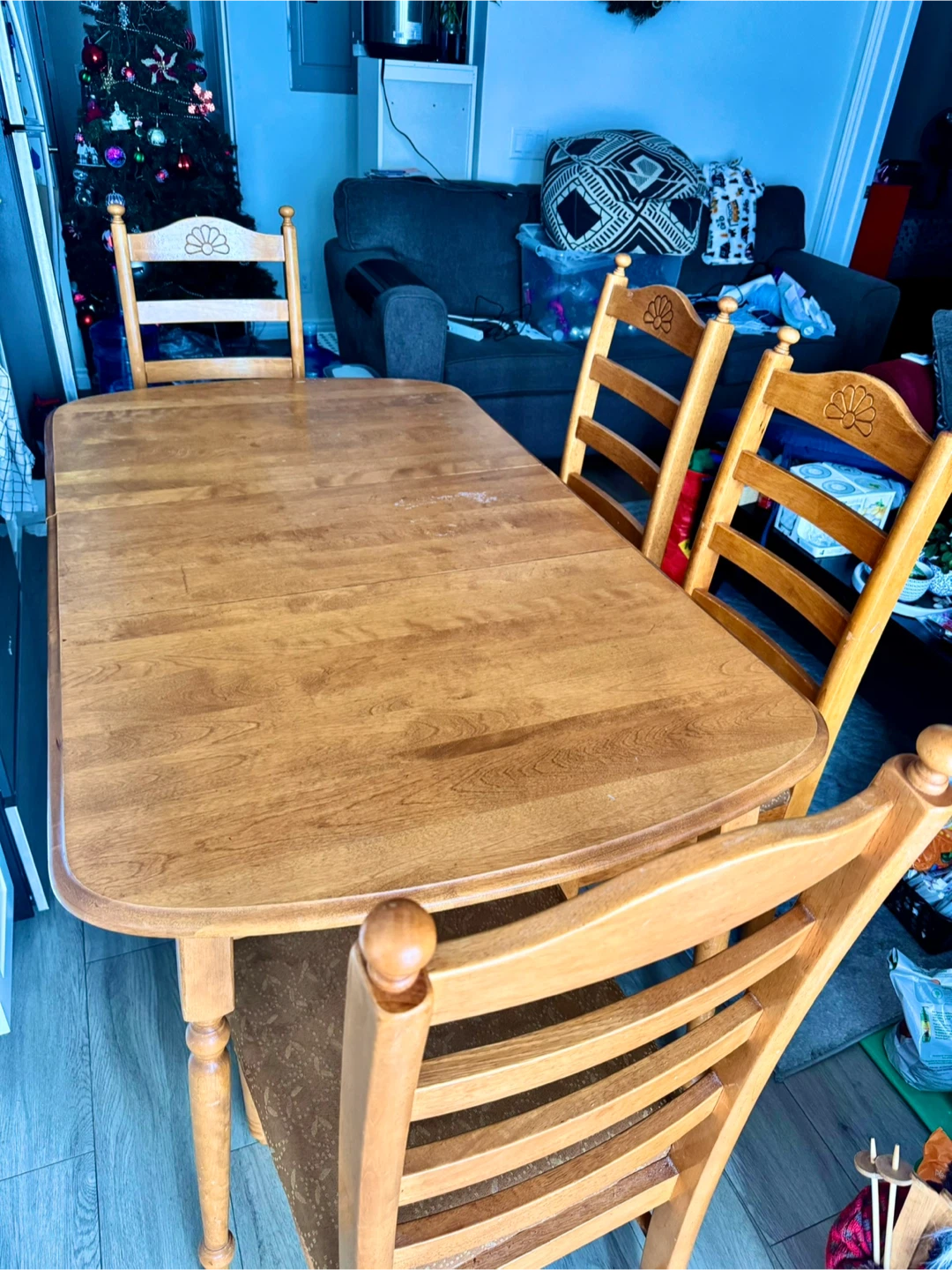 Wooden Dining Table with 4 Chairs
