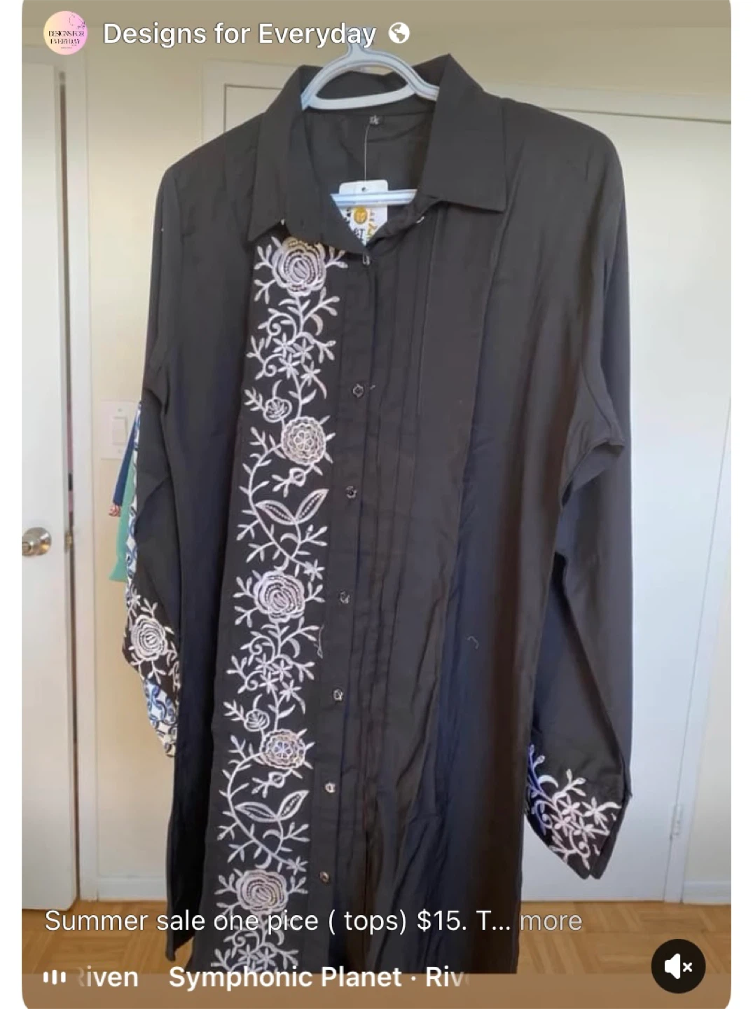 Designs for Everyday Black Floral Top pant