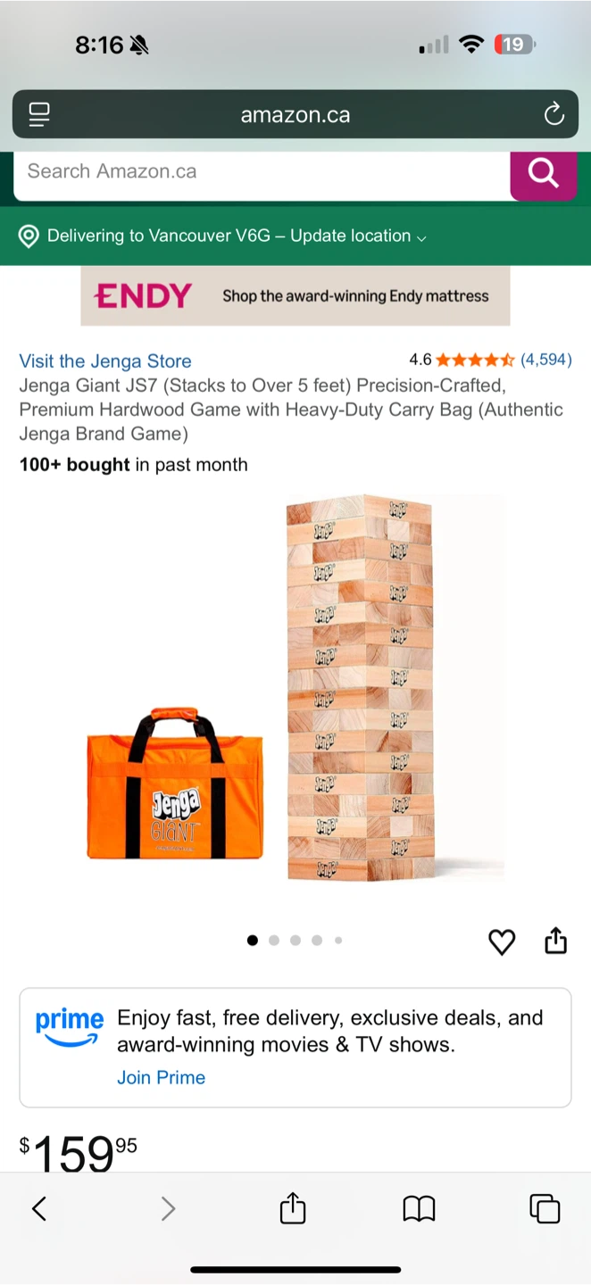 Jenga Giant JS7 Hardwood Game w/ Carry Bag - photo 2