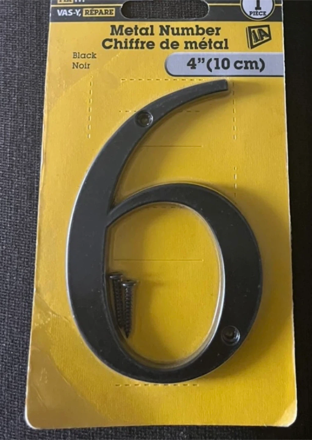 New Black Metal Number 6 - 4 inch