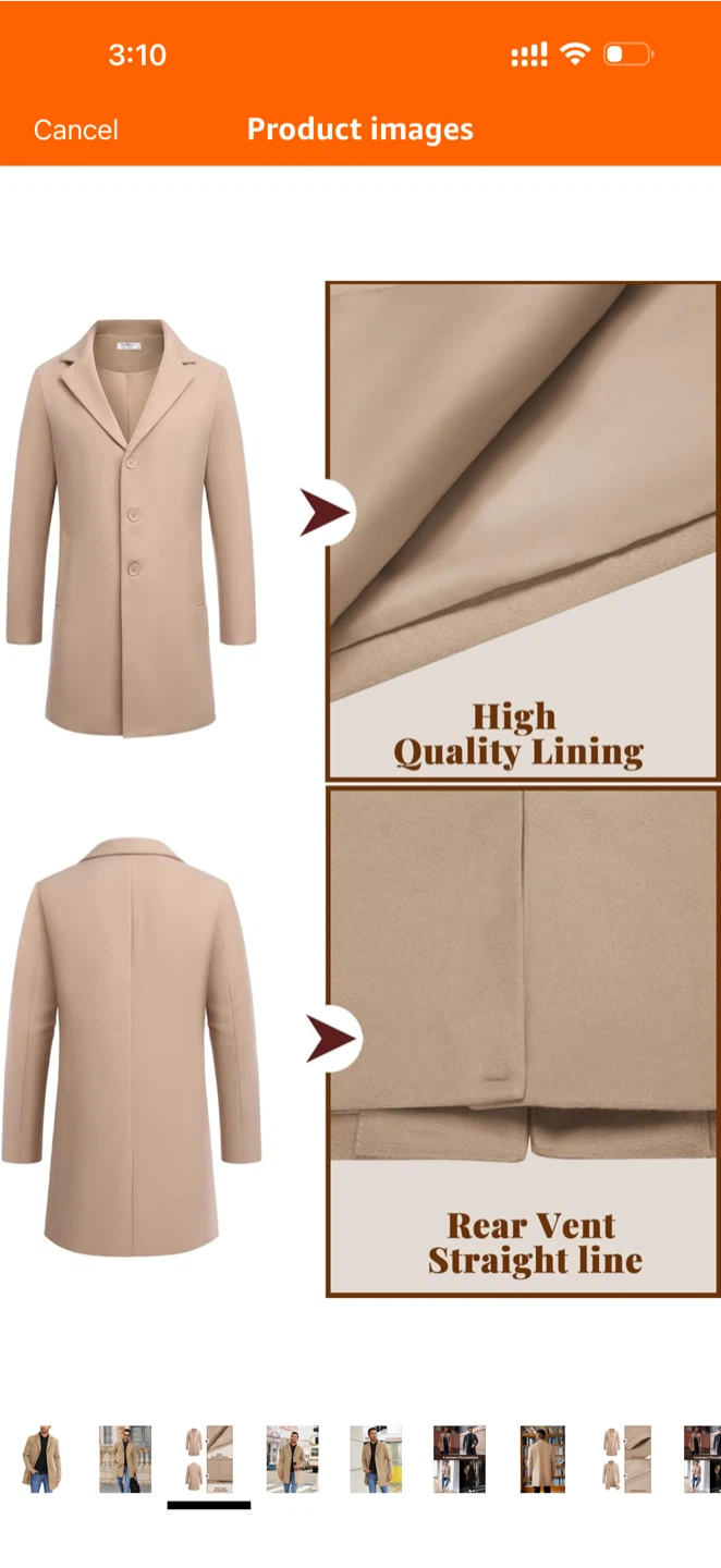 Men's Wool Blend Overcoat - Beige