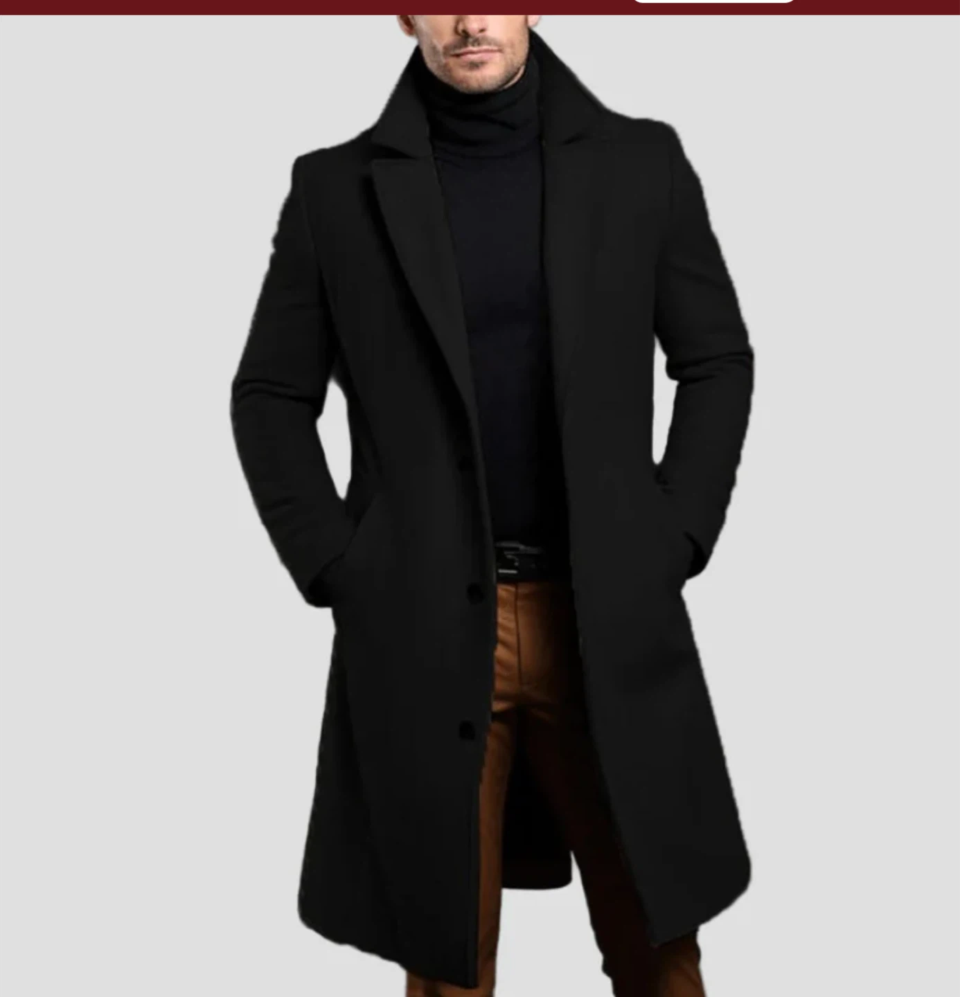 Men's Wool Blend Overcoat - Beige - photo 2