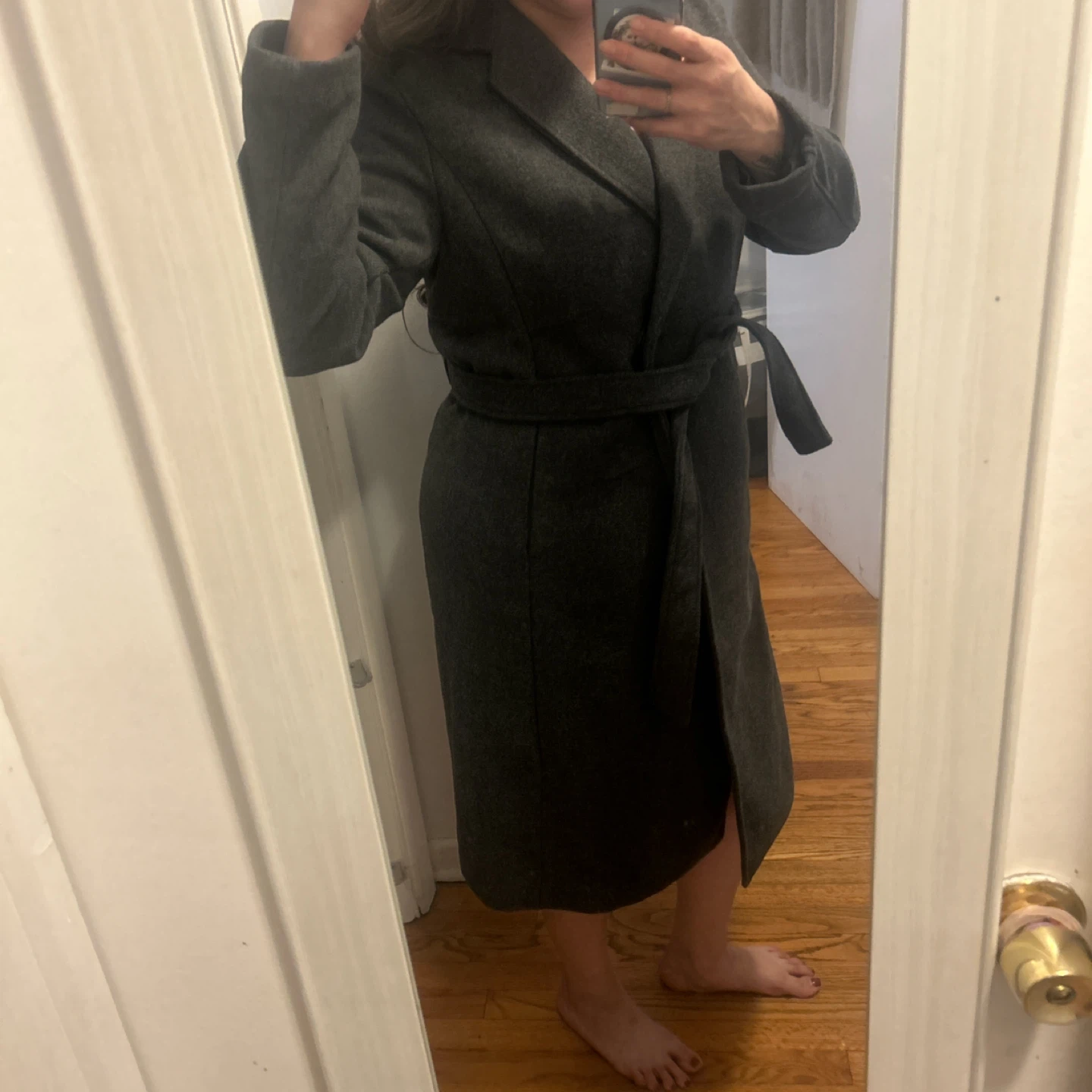 H&M Tie-Belt Coat Dark Gray #cleanout - photo 4