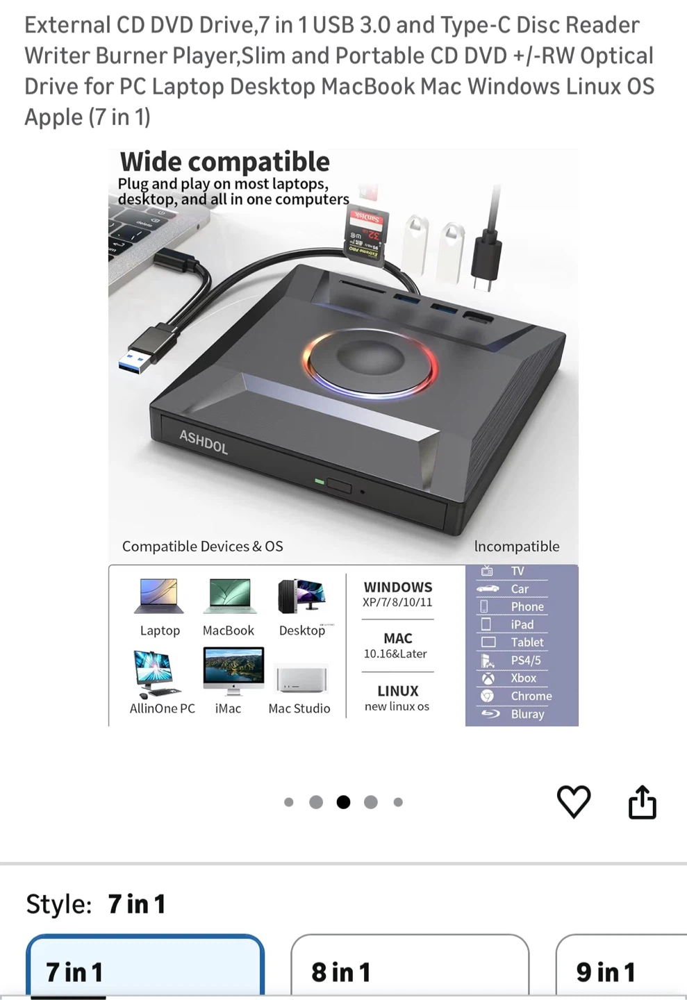 Brand New External CD DVD Drive - 7 in 1 - photo 4