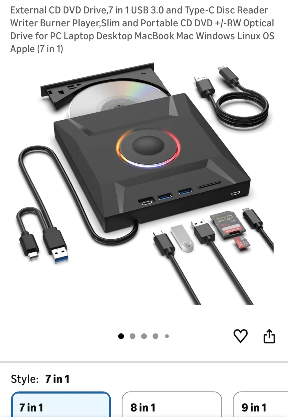 Brand New External CD DVD Drive - 7 in 1