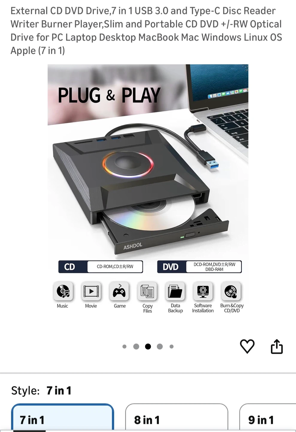 Brand New External CD DVD Drive - 7 in 1 - photo 3