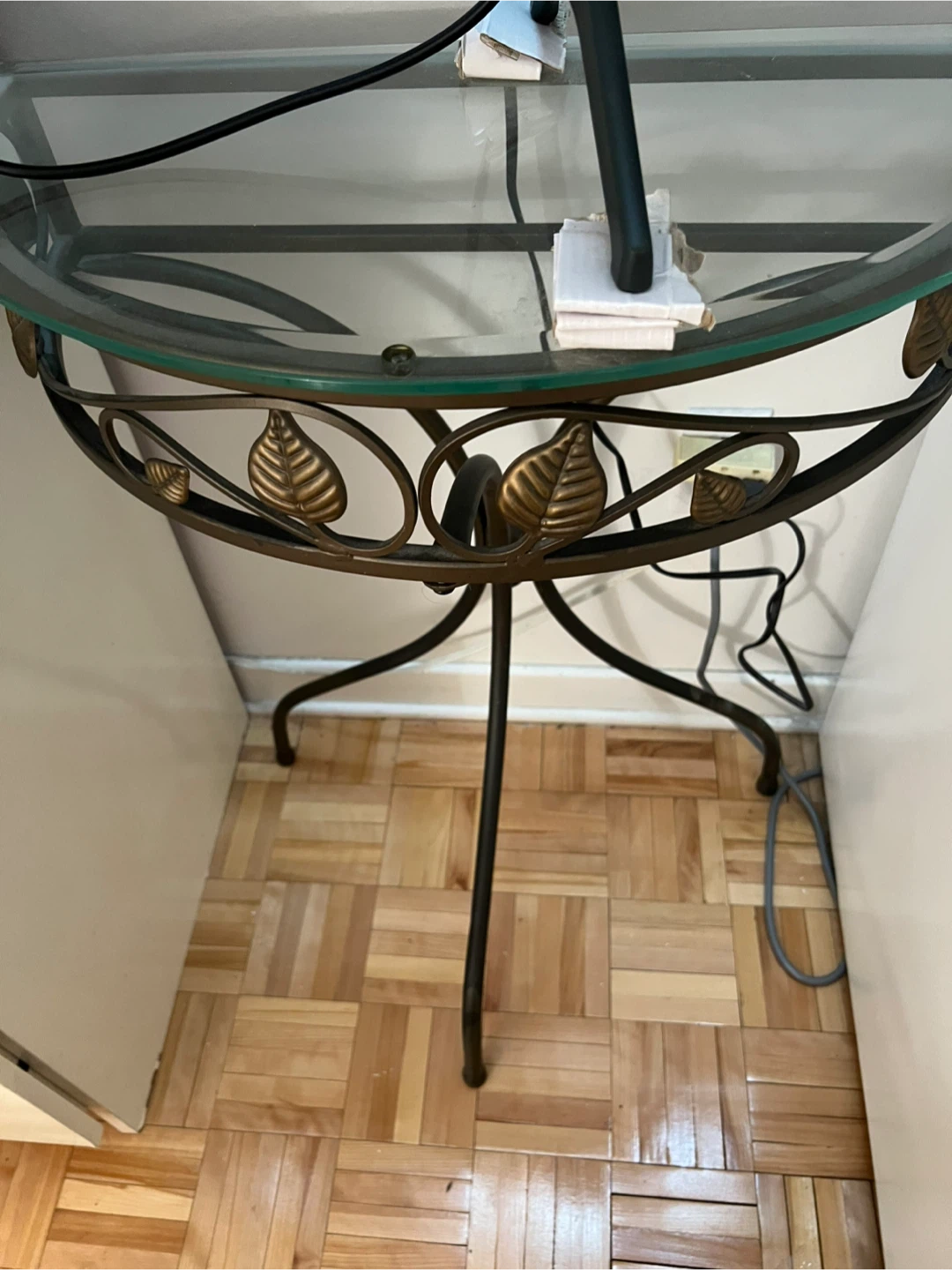 Glass Top Metal Accent Table