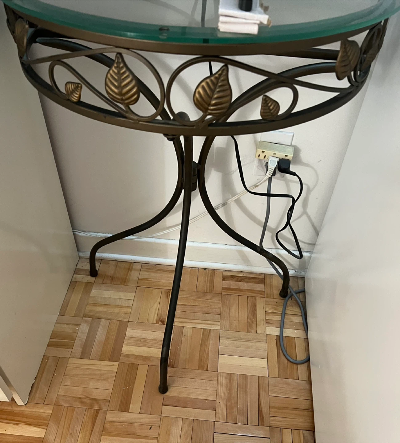 Glass Top Metal Accent Table - photo 2