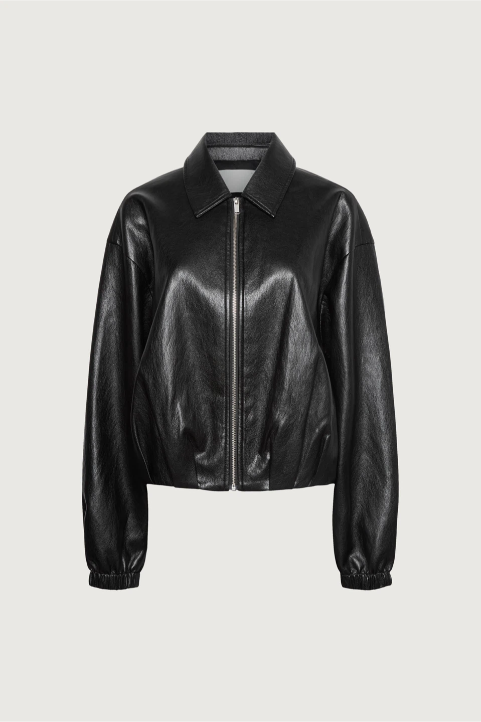 Oak+Fort Black Faux Leather Cropped Jacket