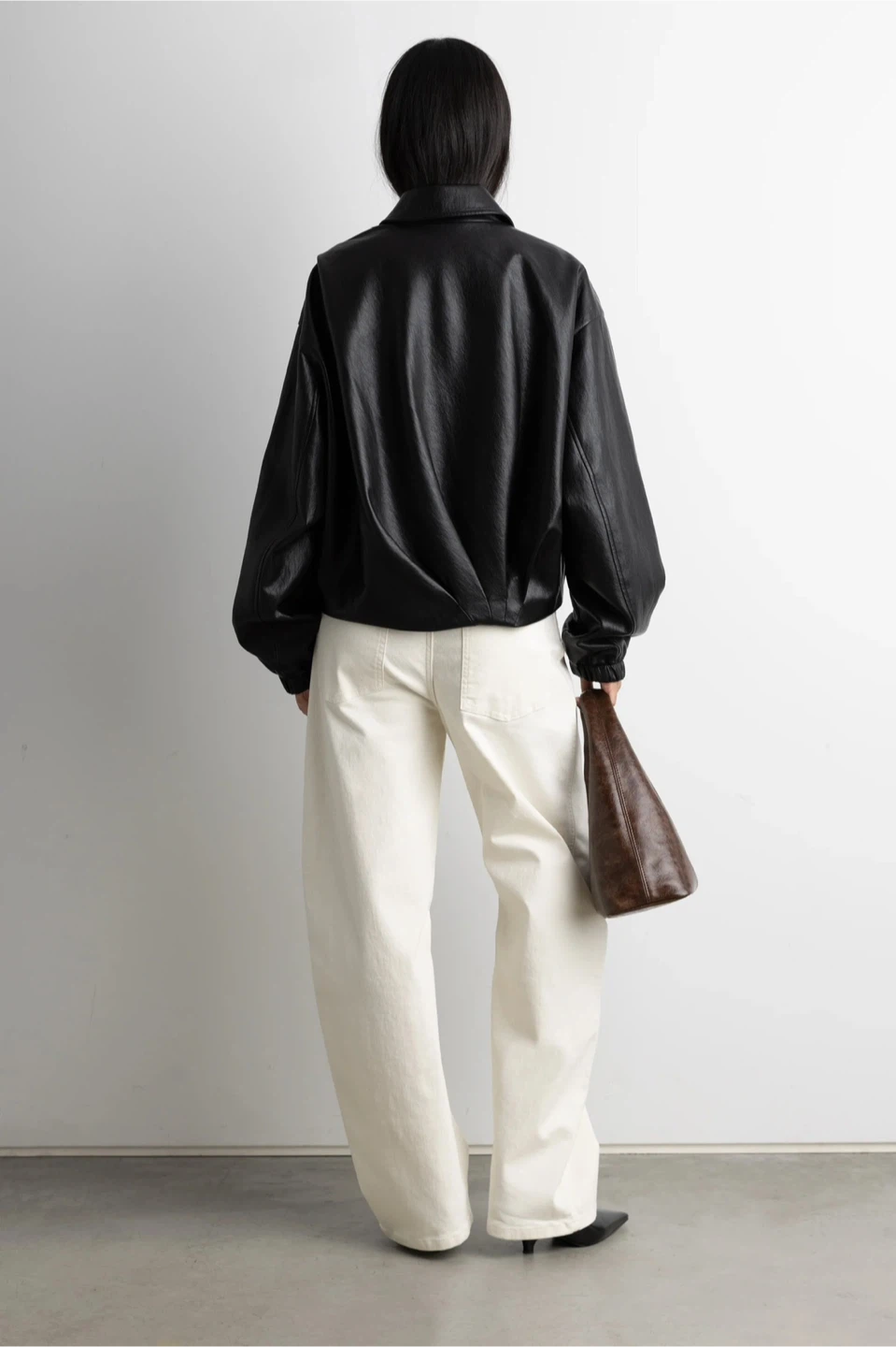 Oak+Fort Black Faux Leather Cropped Jacket - photo 2