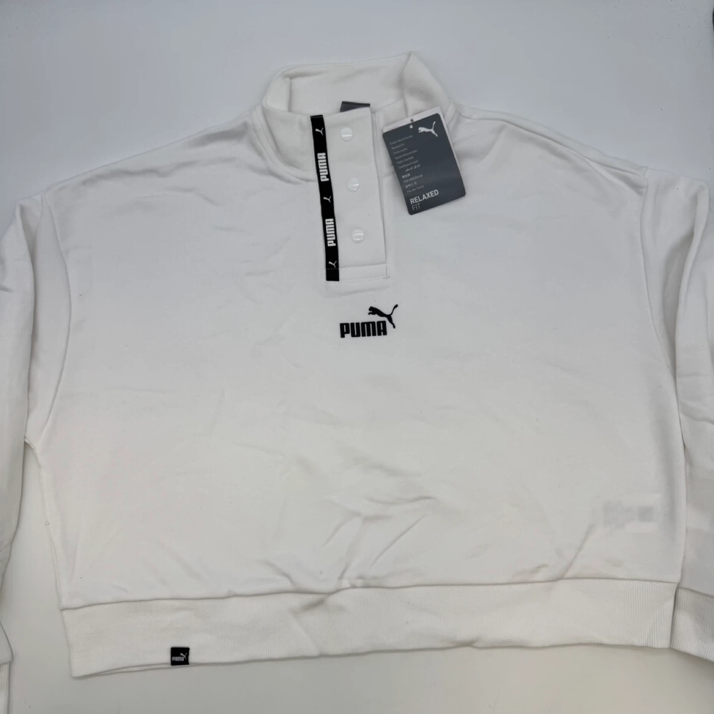PUMA White Half Button Sweatshirt Relaxed Fit Unisex XL - photo 2